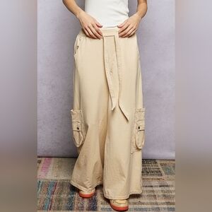#1238 POL Desert Drift Wide Leg Utility Boho Pants